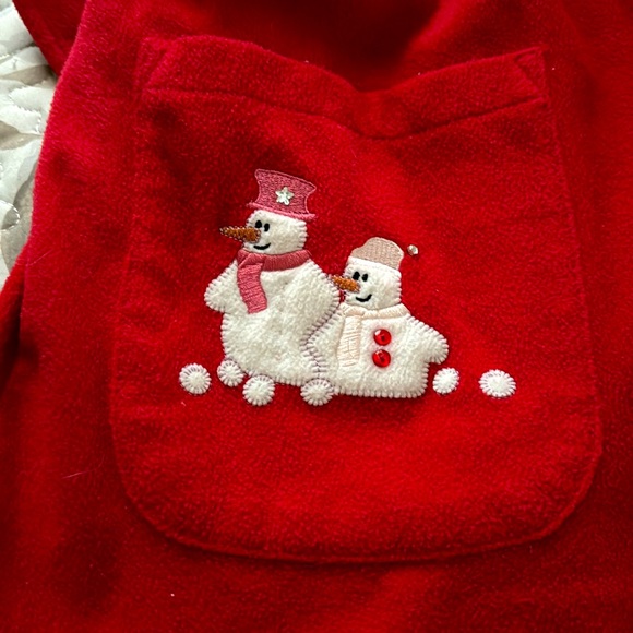 Red fleece Robe with White Collar & Snowflake/Snowman Design - Lrg - Picture 4 of 10
